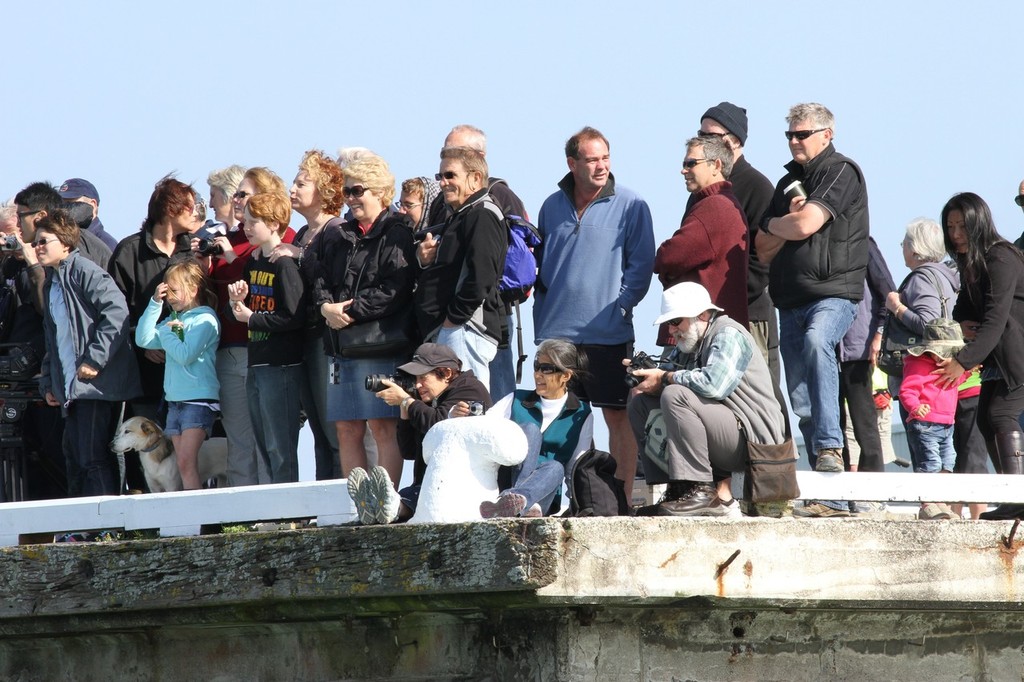 Part of the crowd on Devonport Wharf for the start of the race - Coastal Classic - 2011 © Richard Gladwell www.photosport.co.nz